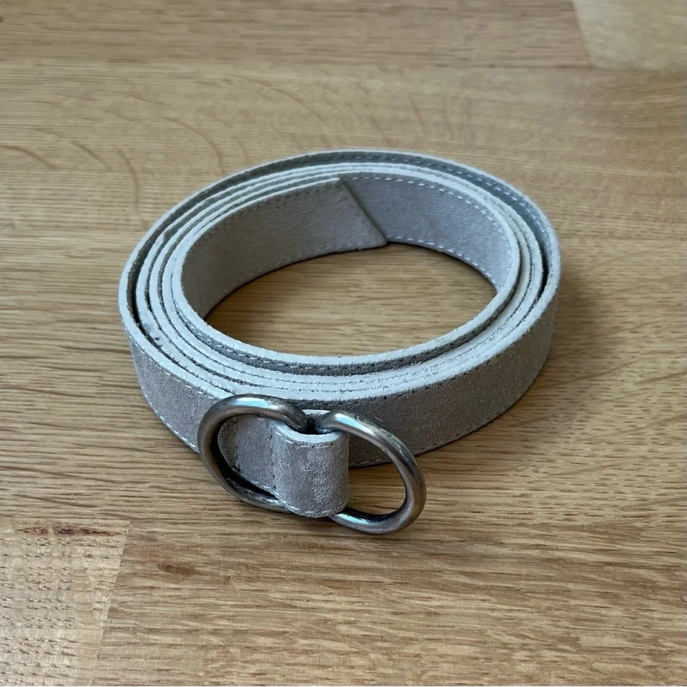 Dries Van Noten Gray Suede Belt With Silver Loop D Ring Closure Size Medium